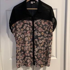 Sheer Floral Button Up